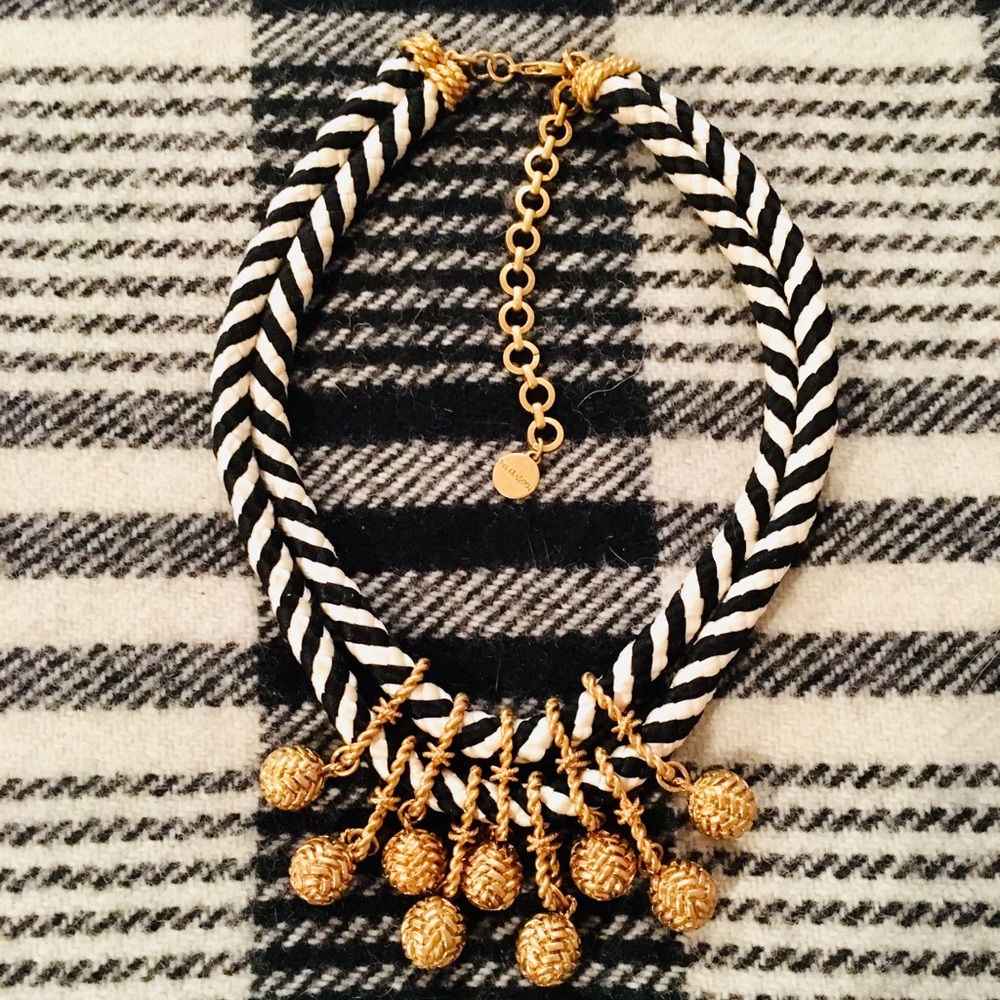 STELLA & DOT KALANI BLACK & WHITE GOLD NECKLACE